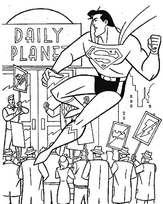 coloriage superman vol au dessus d une emeute devant le daily planete
